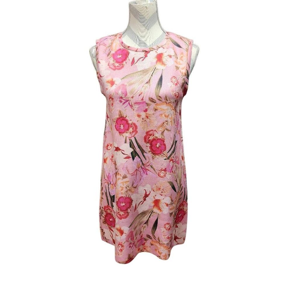ZARA Women’s S Pink Floral Sleeveless Shift Dress Mini NWT - Picture 3 of 9